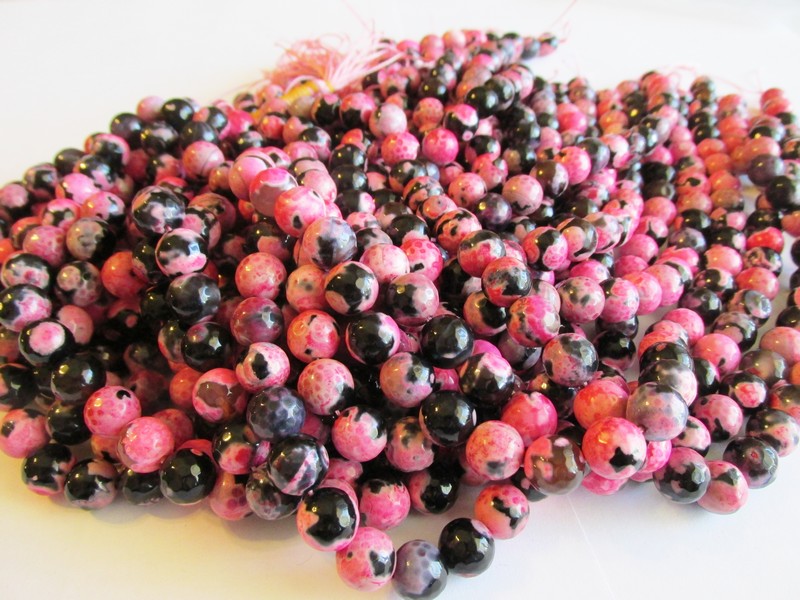 (image for) Black and Pink Agate rounds #1565
